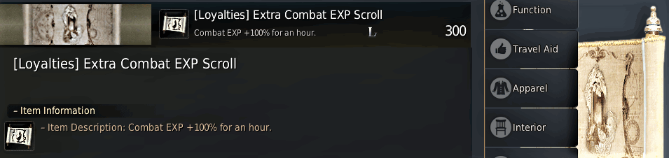 BDO Leveling Scroll: Combat XP Buff