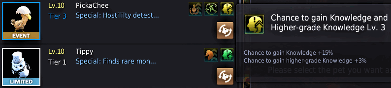 Tier 3 Pet Talents: Gain Knowledge and Higher-grade Knowledge Level 3