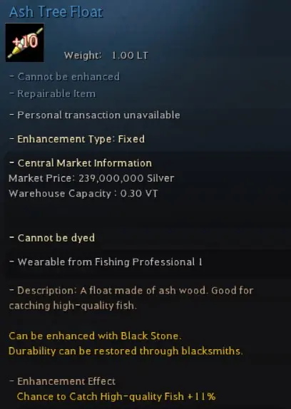 Ash Tree Float +10 for High-quality Fish
