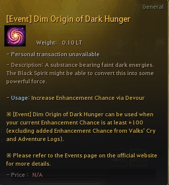 Event Dim Origin of Dark Hunger