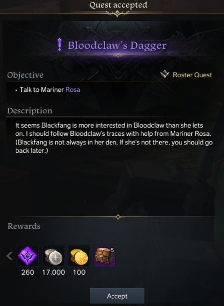 bloodclaw's dagger quest