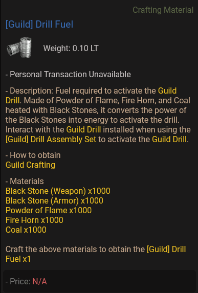 Guild Drill Fuel
