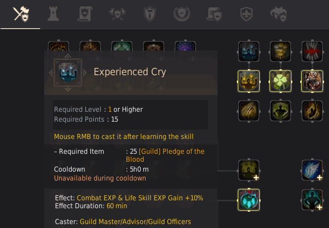 Guild Skills with Experienced Cry
