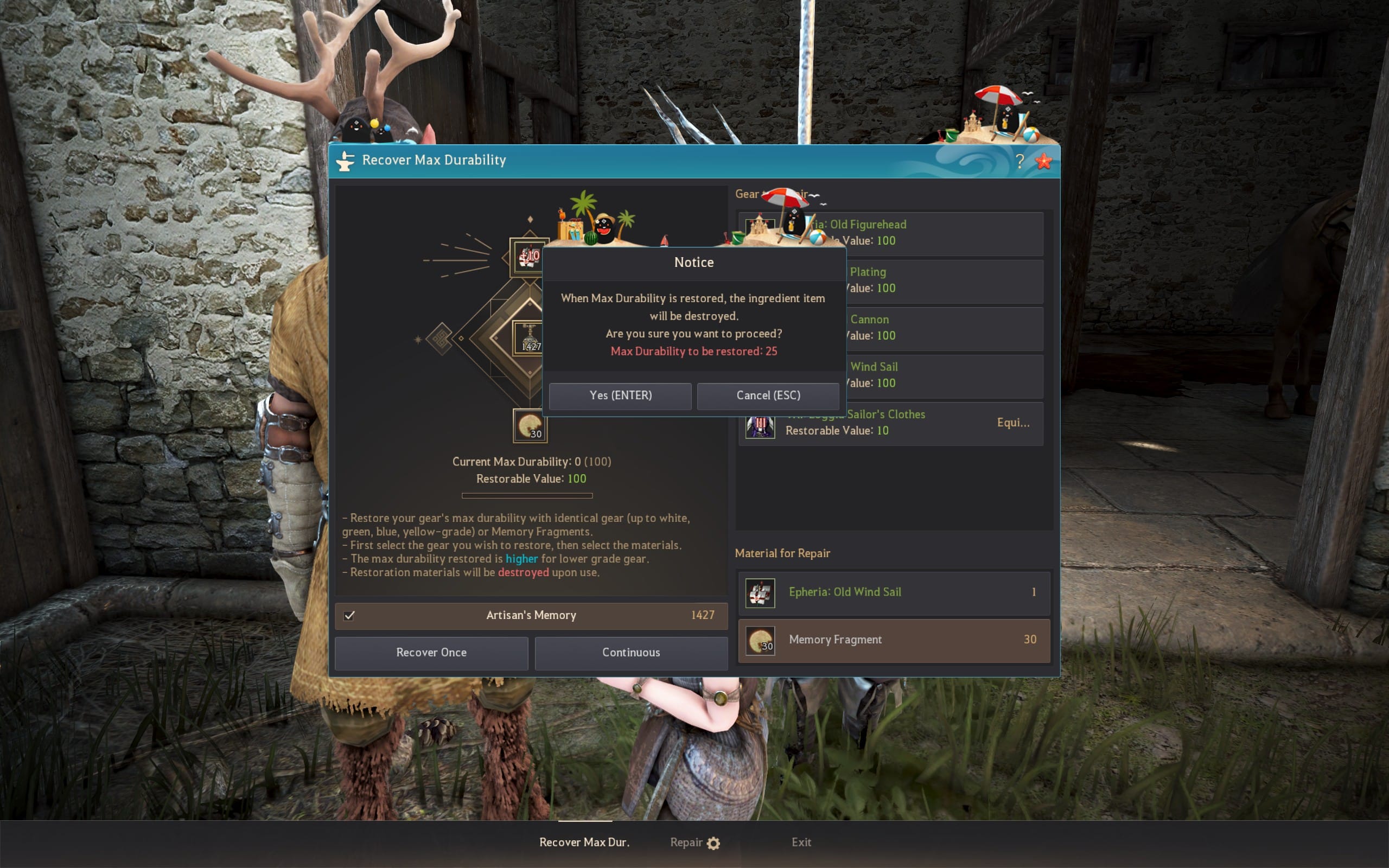 recover max durability old epheria