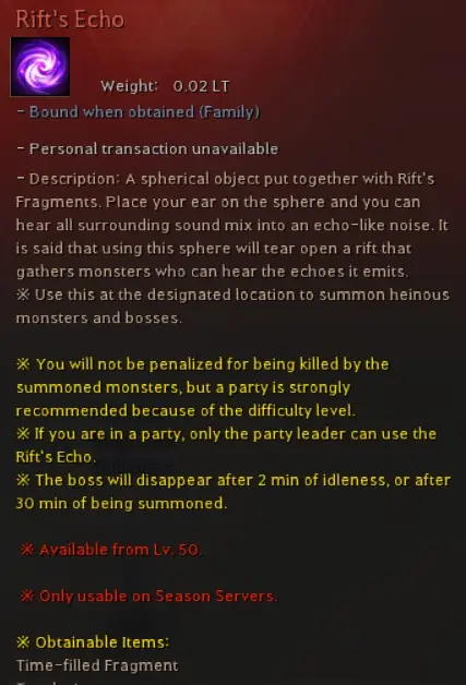 BDO Rift's Echo
