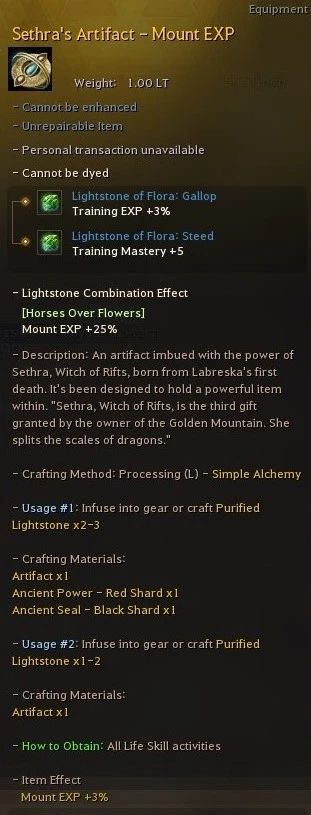 sethra artifact mount exp horses over flowers