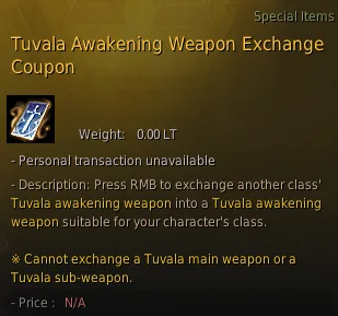 Tuvala Weapon Exchange Coupon
