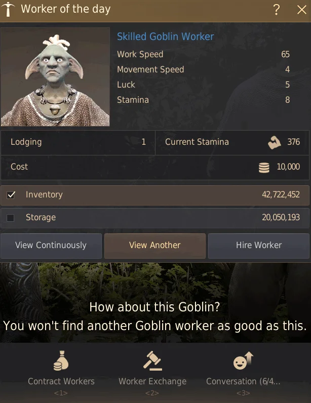 BDO Worker: Hire a Skilled Goblin