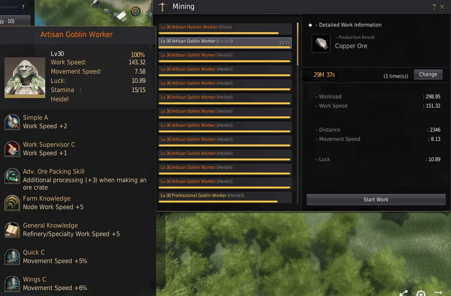BDO Worker: Artisian Goblin & Node Work Info